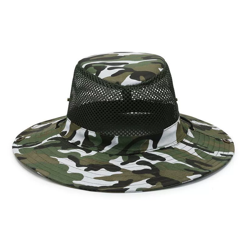 Mens Outdoor Hunting Hats - Fishing UV Protection Camouflage Mesh Bucket